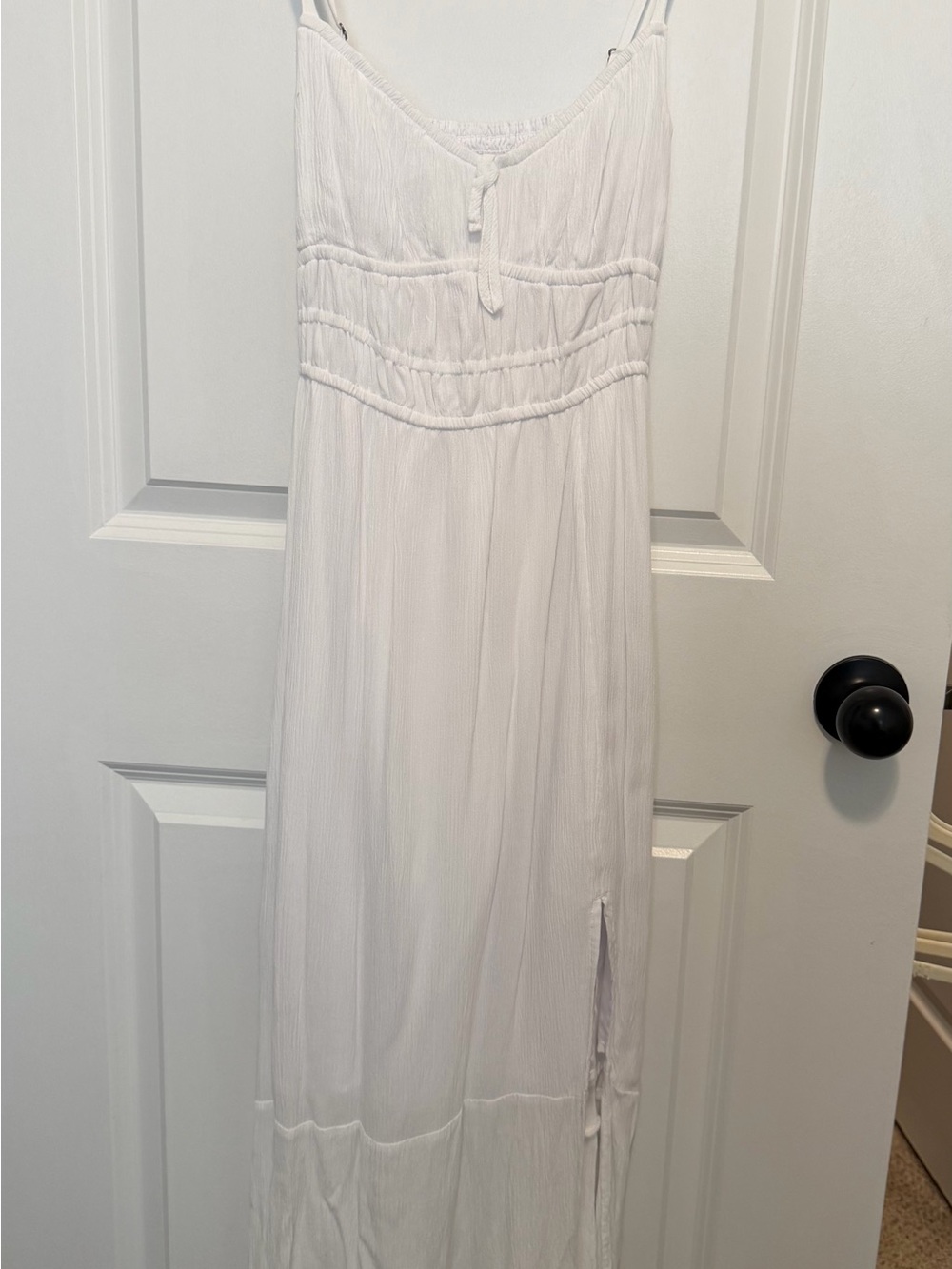 Hollister White Smocked Maxi with Spaghetti Straps